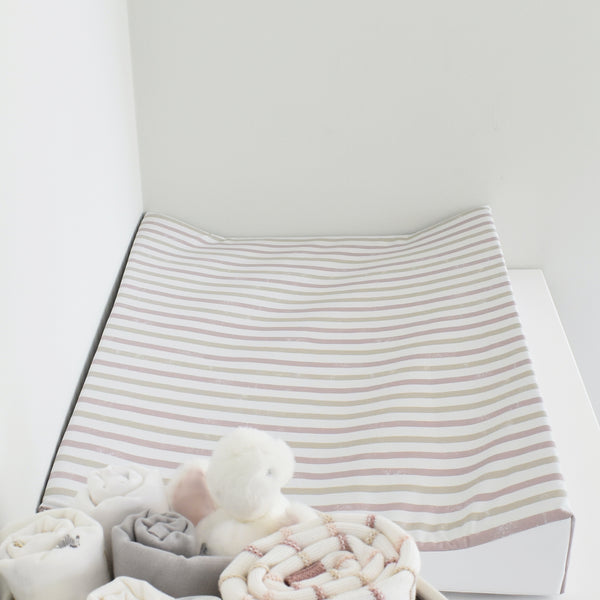 Anti-Roll Changing Mat - Stripes (Dusty Rose)