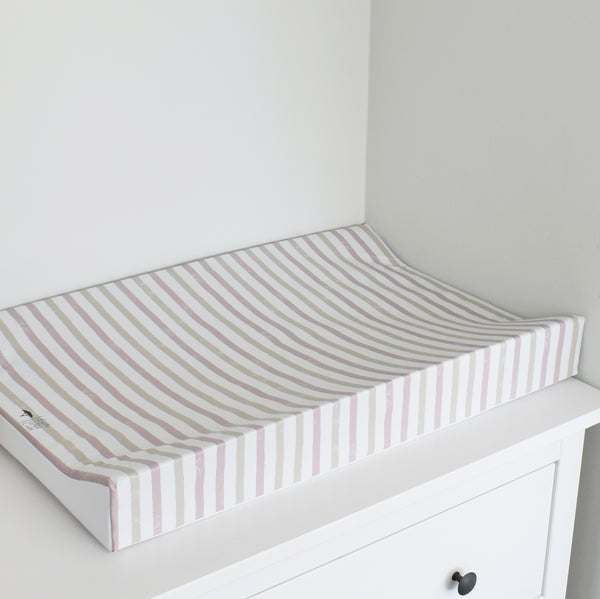 Anti-Roll Changing Mat - Stripes (Dusty Rose)