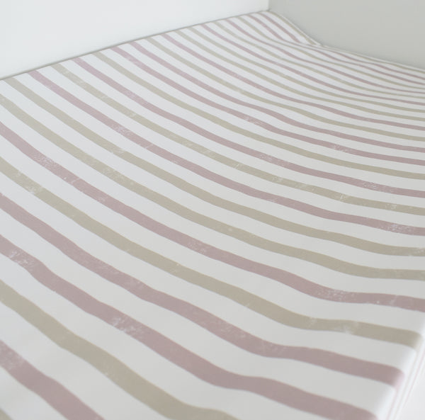 Anti-Roll Changing Mat - Stripes (Dusty Rose)