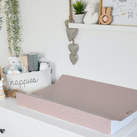 Anti-Roll Changing Mat - Confetti Hearts (TAUPE)