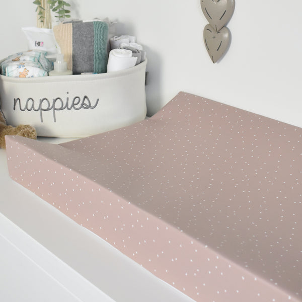 Anti-Roll Changing Mat - Confetti Hearts (TAUPE)