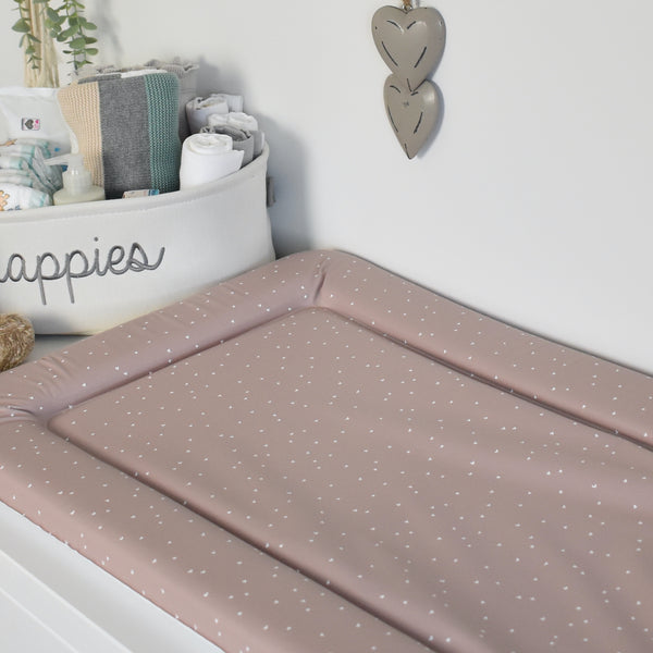 Standard Changing Mat - Confetti Hearts (TAUPE)