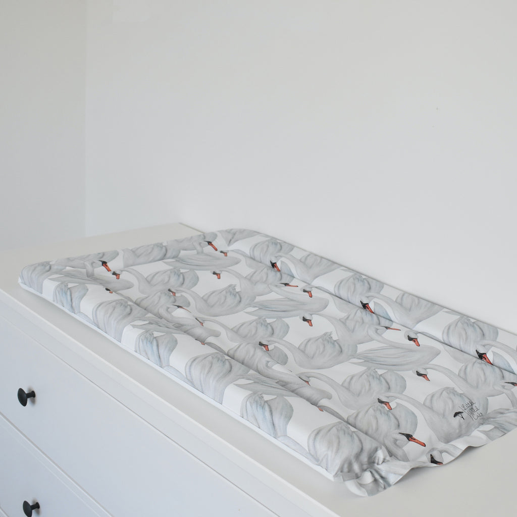White Changing Mat Standard Changing Mat - Swans (WHITE) – Little Wild Cubs