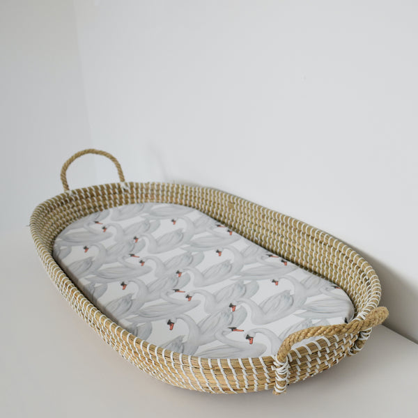 Basket Liner Mat - Swans (WHITE)