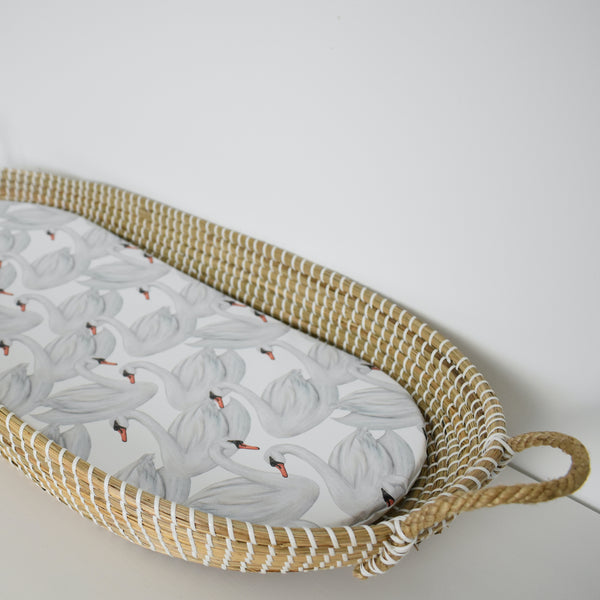 Basket Liner Mat - Swans (WHITE)