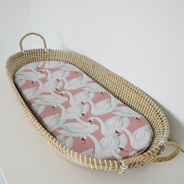 Basket Liner Mat - Swans (BLUSH)