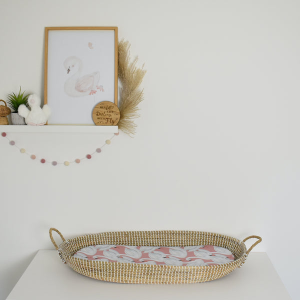 Basket Liner Mat - Swans (BLUSH)