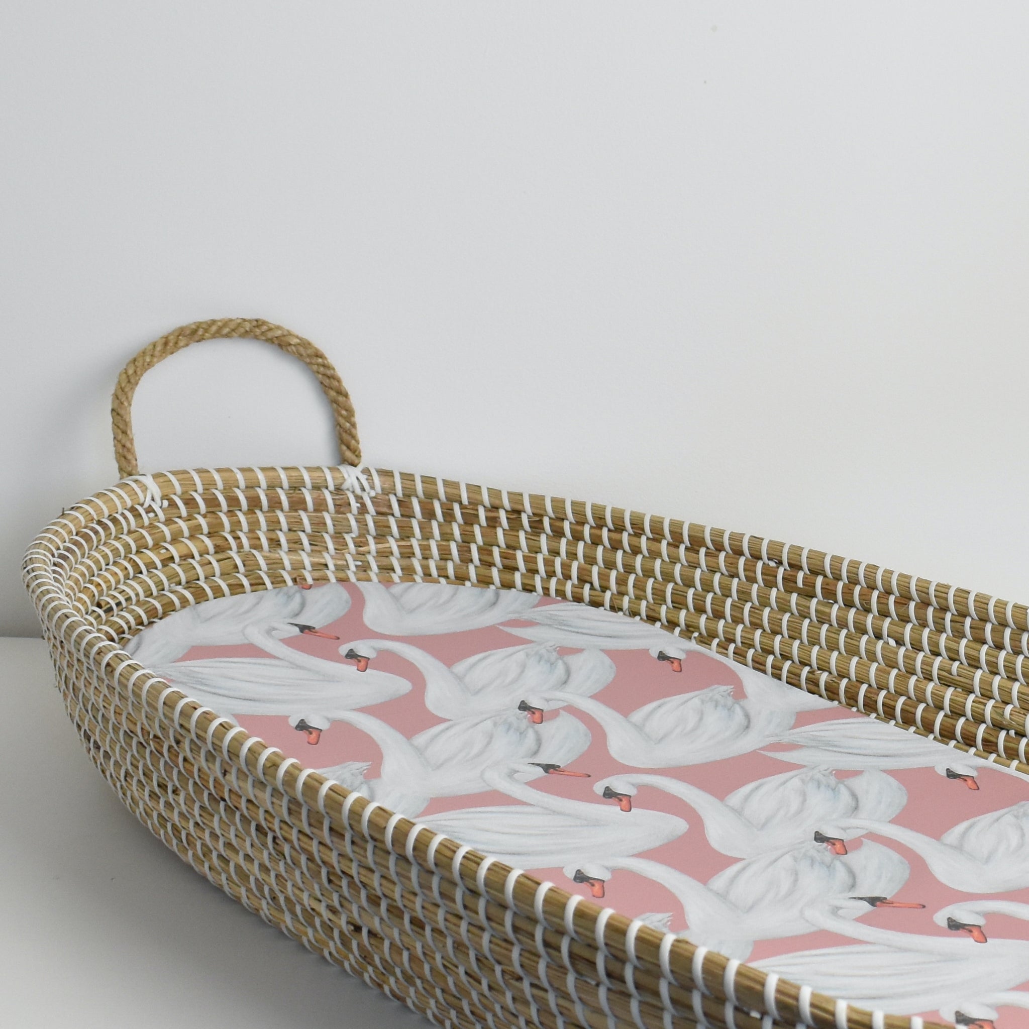 Basket Liner Mat - Swans (BLUSH)