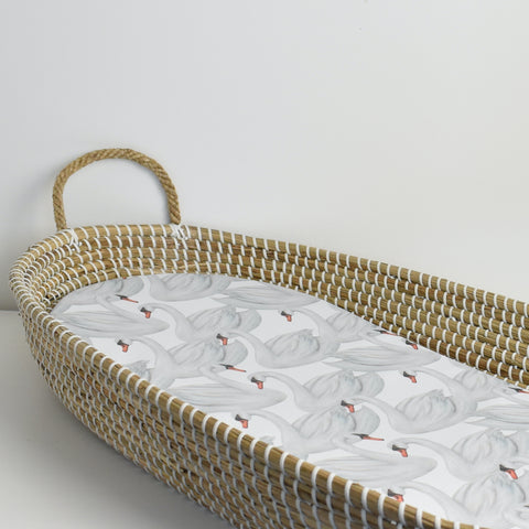 Basket Liner Mat - Swans (WHITE)