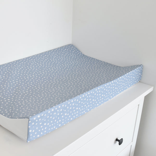 Anti-Roll Changing Mat - Polka Dot Brush Strokes (DUSTY BLUE)