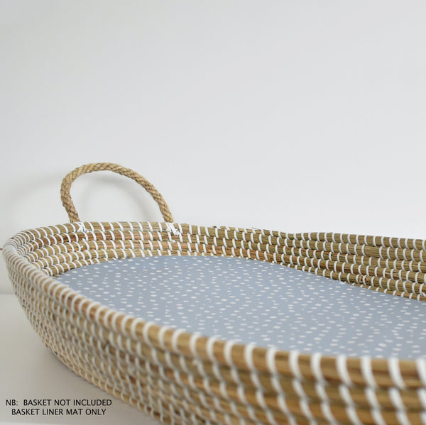 Basket Liner Mat - Polka Dot Brush Strokes (DUSTY BLUE)