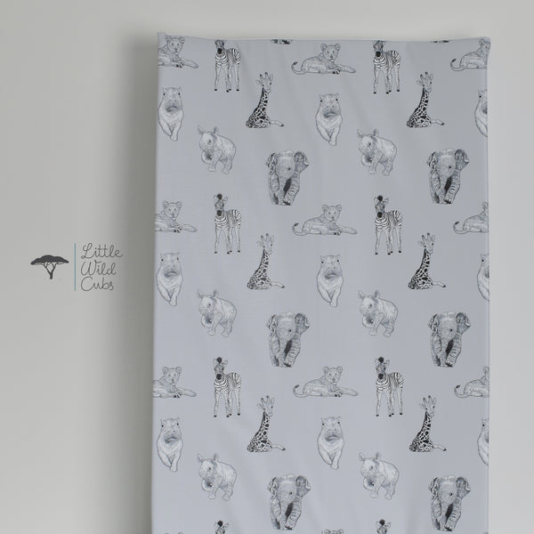 Anti-Roll Changing Mat - Safari Babies (GREY)