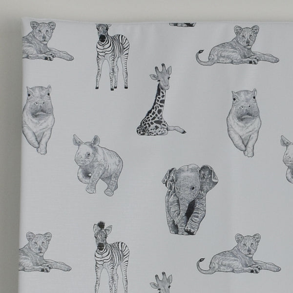 Anti-Roll Changing Mat - Safari Babies (WHITE)