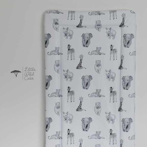 Standard Changing Mat - Safari Babies (WHITE)