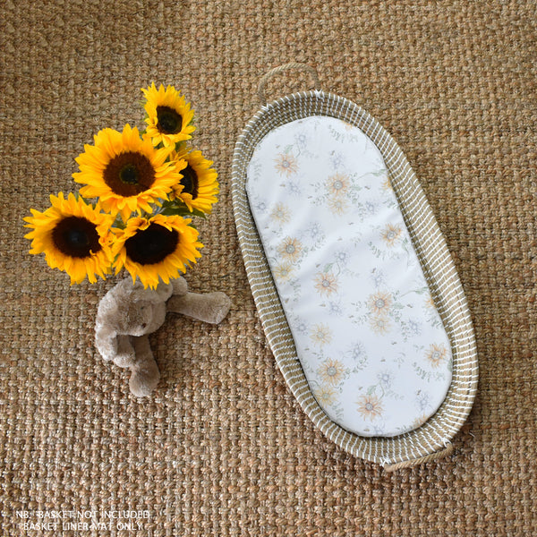 Basket Liner Mat - Sunflowers and Bees