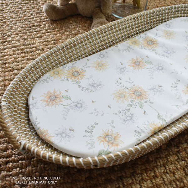 Basket Liner Mat - Sunflowers and Bees