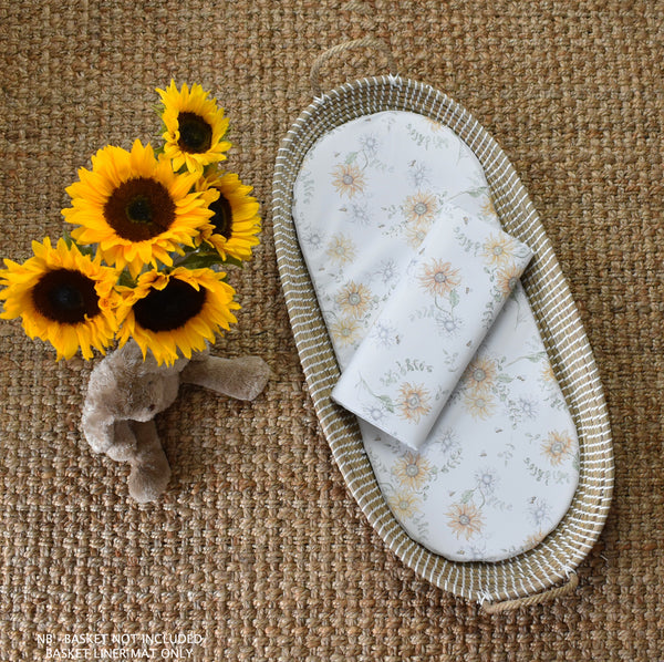 Basket Liner Mat - Sunflowers and Bees