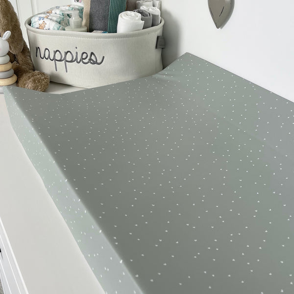 Anti-Roll Changing Mat - Confetti Hearts (SAGE)